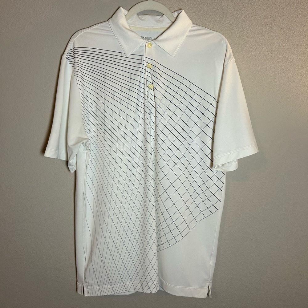 Nike Golf Polo Shirt Men’s Medium Dri Fit Performance Cream Preppy Collared